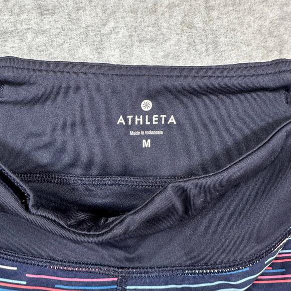 Athleta Ready Set Go Jigsaw Running Shorts Blue Pink Medium - Picture 2 of 3